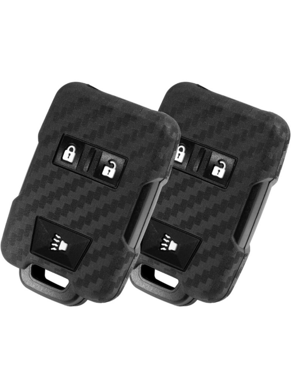2 Pcs Carbon Fiber Key Fob Case Cover - Silicone, 3 Button Remote Compatible